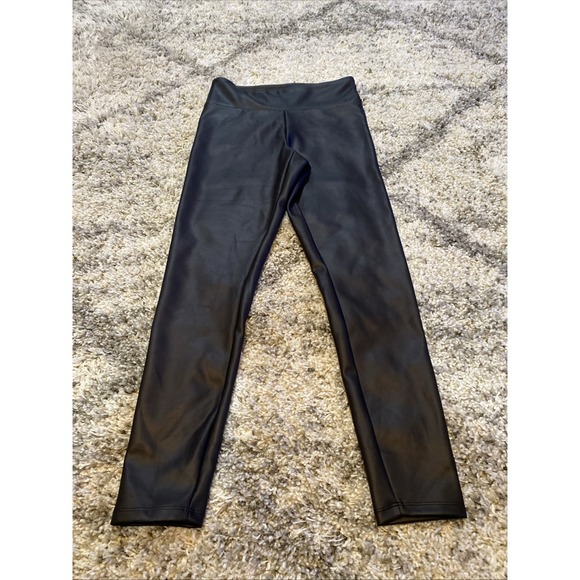 Express | Women's Black Faux Leather High Rise Stretchy‎ Pants Leggings Sz Small - Picture 1 of 4